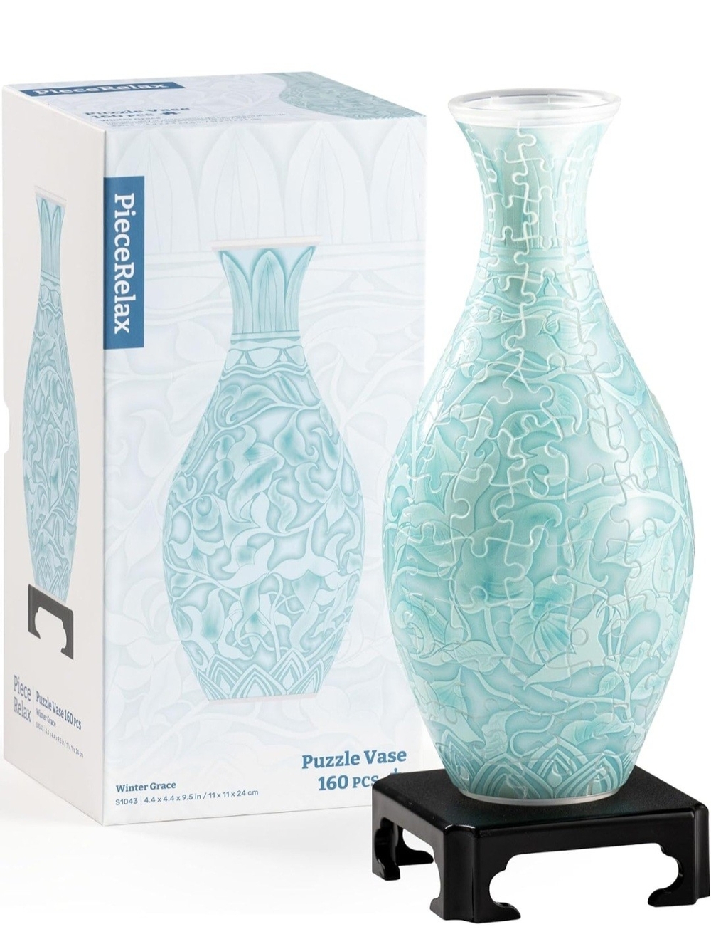 Winter Grace Teal Puzzle Vase - Teal